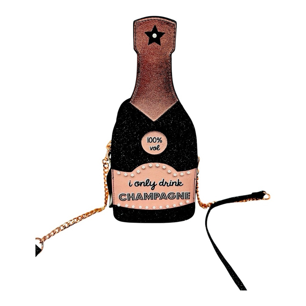 NWT skinny dip "I only drink champagne clutch”.